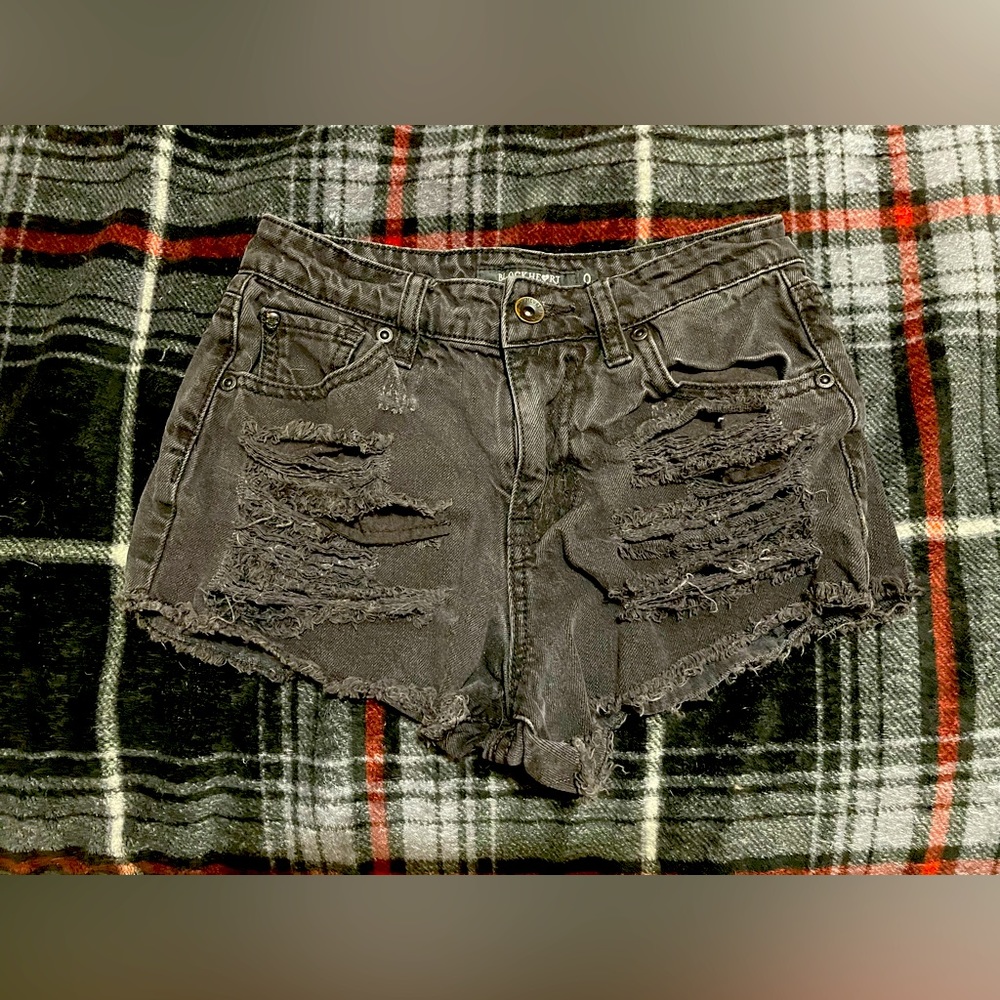 BlackHeart Distressed High Waisted Shorts